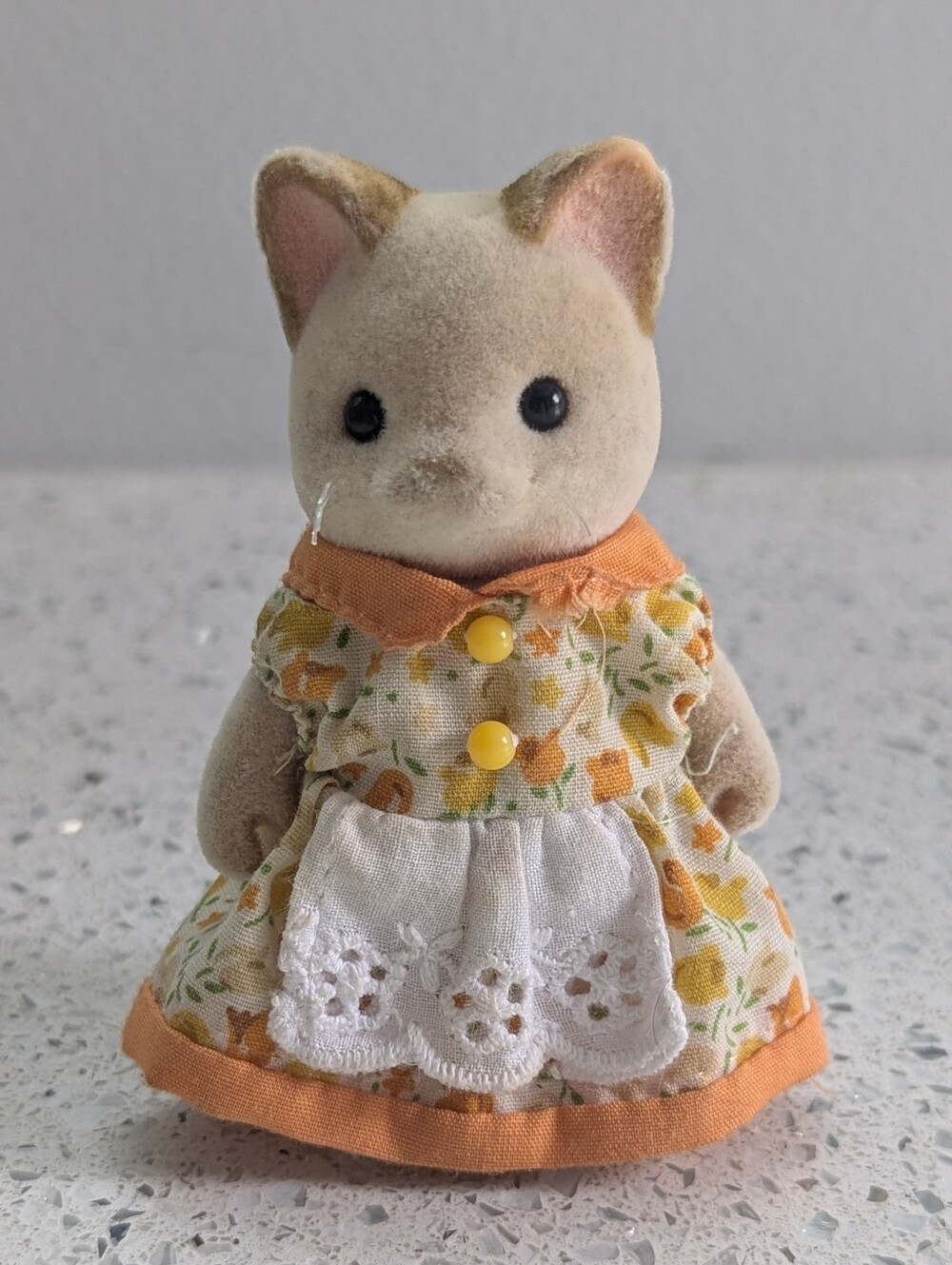 Vintage Sylvanian Families Keats Cream Cat Figurine Calico Critters Retro Toy